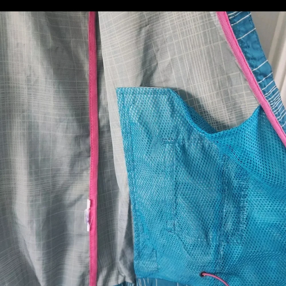 NIKE Plaid Phenom Vapor Hooded Windbreaker Running Jacket Blue Women Sz Small - Picture 7 of 7